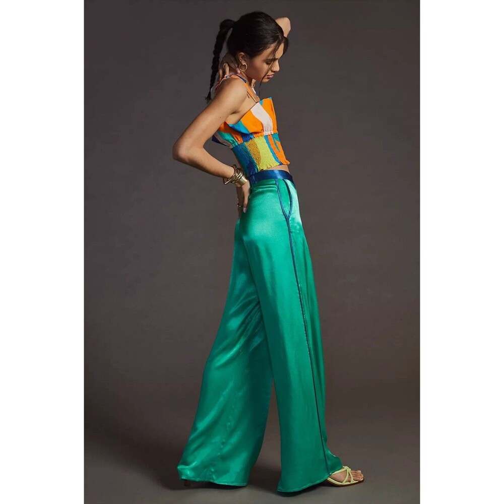 Anthropologie Corey Lynn Calter Wide Leg Satin Sam Pants Excellent Large